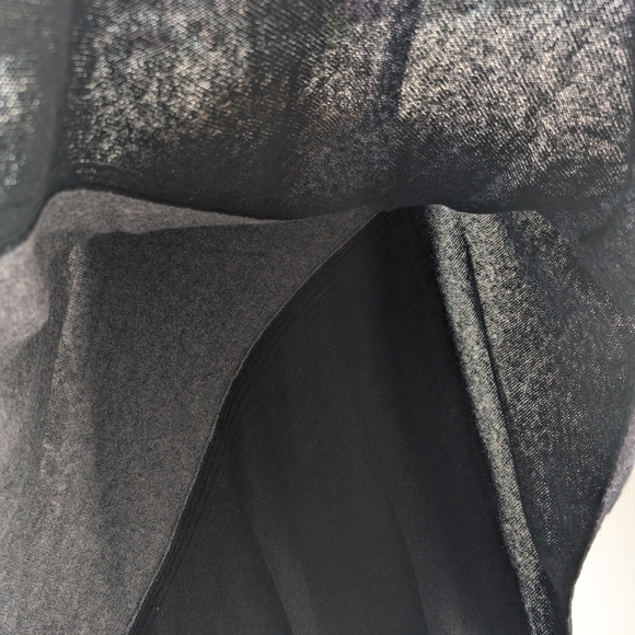 Celeste Wool Cashmere Black & Grey Colorblock Knit Shawl Poncho - Picture 7 of 9